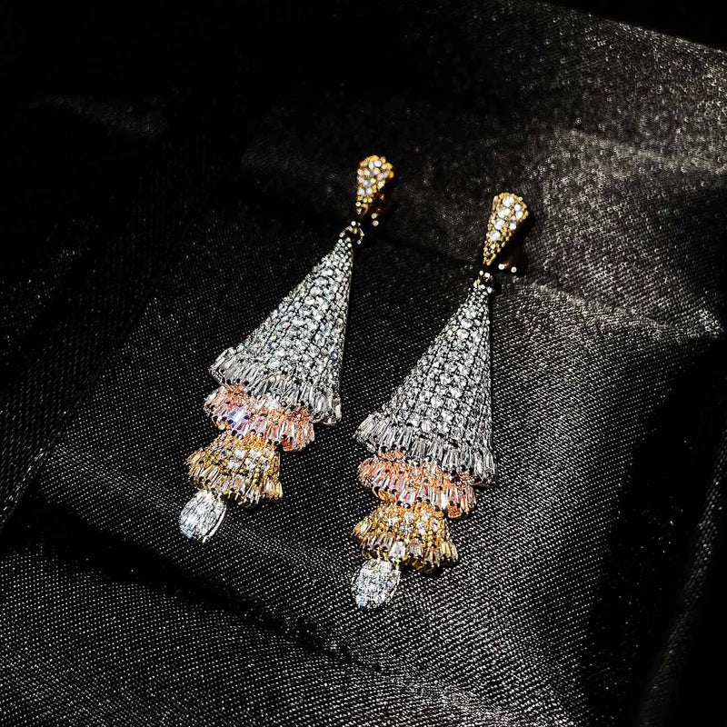 Full Diamond Tassel Earrings Wedding Jewelry Gift
