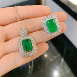 Silver Chain Necklace with Lab Emerald Tourmaline Pendant
