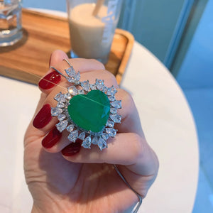 Heart Pendant Necklace with Paraiba Lab Emerald Tourmaline Stone