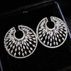 Silver Dangle Earrings Water Drop Zircon Stone Jewelry Gift