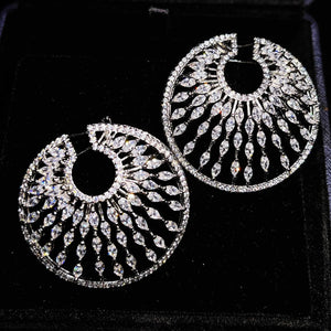 Silver Dangle Earrings Water Drop Zircon Stone Jewelry Gift