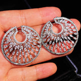 Silver Dangle Earrings Water Drop Zircon Stone Jewelry Gift