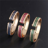 Emerald Red Zircon Stone Bangle Charms 925 Silver Bracelet