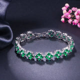 Zircon Flower Charm Tennis Bracelet 925 Sterling Silver