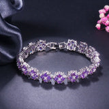 Zircon Flower Charm Tennis Bracelet 925 Sterling Silver