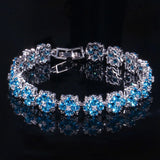 Zircon Flower Charm Tennis Bracelet 925 Sterling Silver