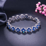 Zircon Flower Charm Tennis Bracelet 925 Sterling Silver