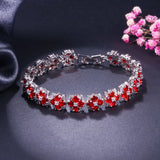 Zircon Flower Charm Tennis Bracelet 925 Sterling Silver