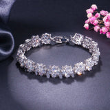 Zircon Flower Charm Tennis Bracelet 925 Sterling Silver