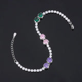 Lab Diamond Charms Tennis Bracelet Silver Wedding Jewelry