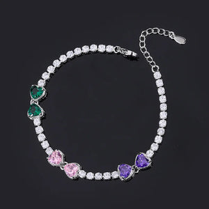 Lab Diamond Charms Tennis Bracelet Silver Wedding Jewelry