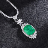 Lab Emerald Tourmaline Stone Jewelry Sets Silver Jewelry For Women