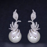 Vintage Pearl Zircon Dangle Earrings for Women Wedding