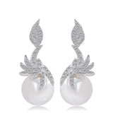 Vintage Pearl Zircon Dangle Earrings for Women Wedding