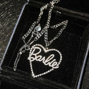 Heart Pendant Silver Choker Necklace Singer Jewelry