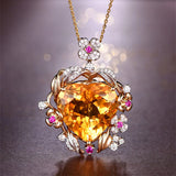 Heart Love Pendant Necklace Purple Yellow CZ Wedding Jewelry