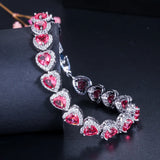 Heart CZ Tennis Bracelet 925 Silver Romantic Wedding Chain Crystal