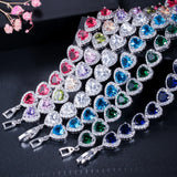 Heart CZ Tennis Bracelet 925 Silver Romantic Wedding Chain Crystal