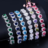Heart CZ Tennis Bracelet 925 Silver Romantic Wedding Chain Crystal