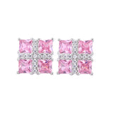 925 Silver Geometric Stud Earrings Bling Sapphire Vintage Ear Jewelry
