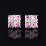 925 Silver Geometric Stud Earrings Bling Sapphire Vintage Ear Jewelry
