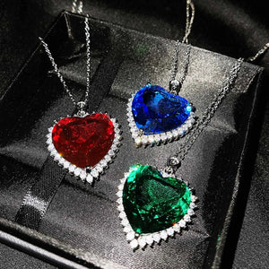Heart CZ Pendant Necklace Silver Chain Choker