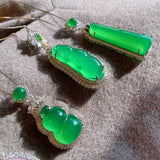 Lab Emerald Stones Green Pendant Necklace Silver Choker Jewelry