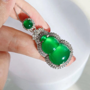 Lab Emerald Stones Green Pendant Necklace Silver Choker Jewelry