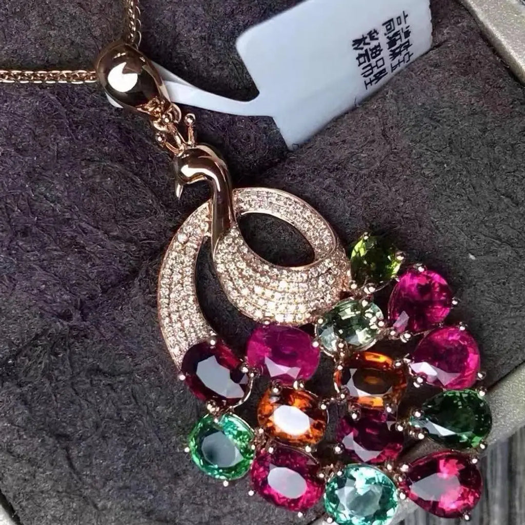 Vintage Peacock Crystal Pendant Necklace for Women