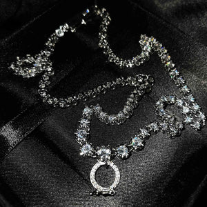 Silver Chain Necklace For Women with Zirconia Tennis Pendant