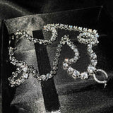 Silver Chain Necklace For Women with Zirconia Tennis Pendant
