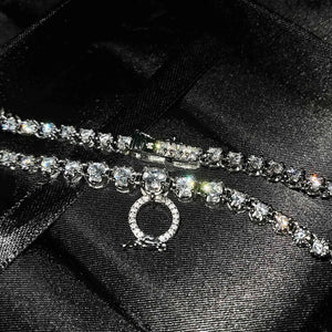 Silver Chain Necklace For Women with Zirconia Tennis Pendant
