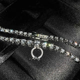 Silver Chain Necklace For Women with Zirconia Tennis Pendant