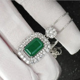 Silver Choker Necklace Lab Emerald Tourmaline Stone Chain Necklace