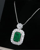 Silver Choker Necklace Lab Emerald Tourmaline Stone Chain Necklace