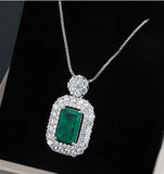 Silver Choker Necklace Lab Emerald Tourmaline Stone Chain Necklace