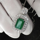 Silver Choker Necklace Lab Emerald Tourmaline Stone Chain Necklace
