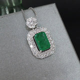 Silver Choker Necklace Lab Emerald Tourmaline Stone Chain Necklace