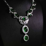 Lab Emerald Necklace High Carbon Diamond Wedding Jewelry