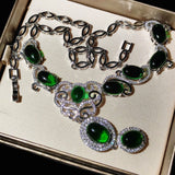 Lab Emerald Necklace High Carbon Diamond Wedding Jewelry