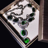 Lab Emerald Necklace High Carbon Diamond Wedding Jewelry