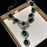 Lab Emerald Necklace High Carbon Diamond Wedding Jewelry