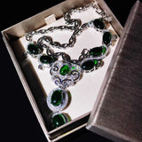 Lab Emerald Necklace High Carbon Diamond Wedding Jewelry
