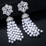 Retro Pearl Beads Tassel Earrings for Women