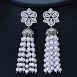 Retro Pearl Beads Tassel Earrings for Women
