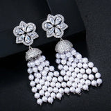 Retro Pearl Beads Tassel Earrings for Women