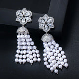 Retro Pearl Beads Tassel Earrings for Women