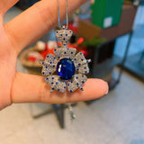 Charming Silver Pendant Necklace with High Red Lab Emerald Crystal