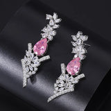 Paraiba Tourmaline Gemstone Drop Earrings with Lab Diamond Dangler