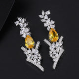 Paraiba Tourmaline Gemstone Drop Earrings with Lab Diamond Dangler